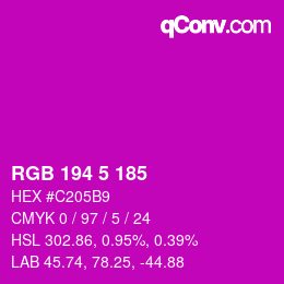 カラーコード: RGB 194 5 185 | qconv.com