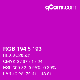 Color code: RGB 194 5 193 | qconv.com