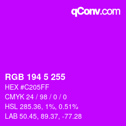 Color code: RGB 194 5 255 | qconv.com