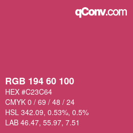 カラーコード: RGB 194 60 100 | qconv.com
