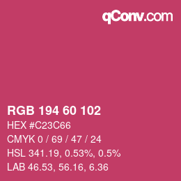 Color code: RGB 194 60 102 | qconv.com