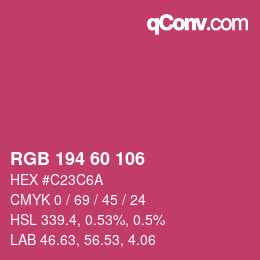 颜色代码: RGB 194 60 106 | qconv.com