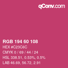 カラーコード: RGB 194 60 108 | qconv.com