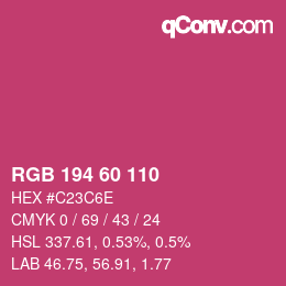 カラーコード: RGB 194 60 110 | qconv.com
