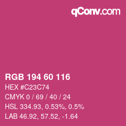 カラーコード: RGB 194 60 116 | qconv.com