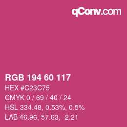 カラーコード: RGB 194 60 117 | qconv.com