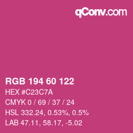 颜色代码: RGB 194 60 122 | qconv.com