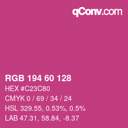 カラーコード: RGB 194 60 128 | qconv.com