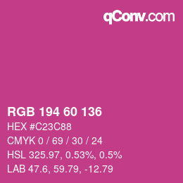 カラーコード: RGB 194 60 136 | qconv.com