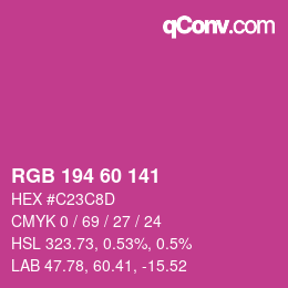 カラーコード: RGB 194 60 141 | qconv.com