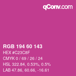 カラーコード: RGB 194 60 143 | qconv.com