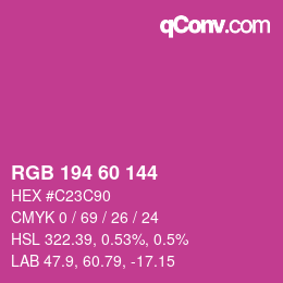 Color code: RGB 194 60 144 | qconv.com