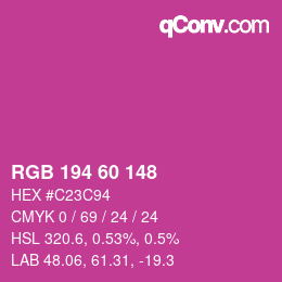 カラーコード: RGB 194 60 148 | qconv.com