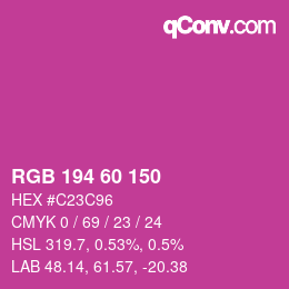 カラーコード: RGB 194 60 150 | qconv.com