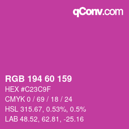 カラーコード: RGB 194 60 159 | qconv.com
