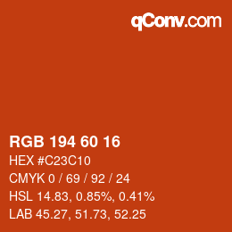 カラーコード: RGB 194 60 16 | qconv.com