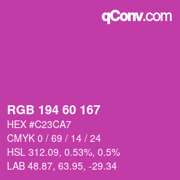 颜色代码: RGB 194 60 167 | qconv.com