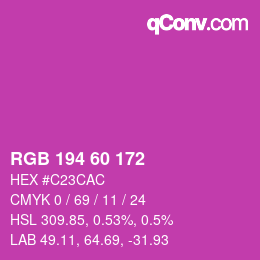颜色代码: RGB 194 60 172 | qconv.com