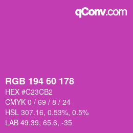 Color code: RGB 194 60 178 | qconv.com