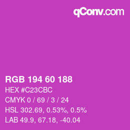 カラーコード: RGB 194 60 188 | qconv.com