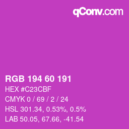 カラーコード: RGB 194 60 191 | qconv.com