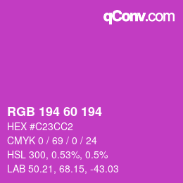 カラーコード: RGB 194 60 194 | qconv.com