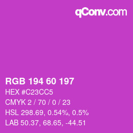 カラーコード: RGB 194 60 197 | qconv.com