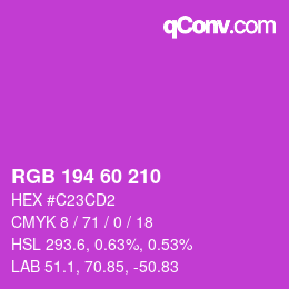 Color code: RGB 194 60 210 | qconv.com