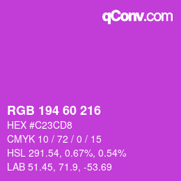 颜色代码: RGB 194 60 216 | qconv.com
