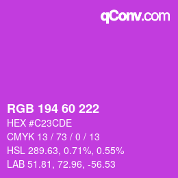 カラーコード: RGB 194 60 222 | qconv.com