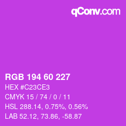 カラーコード: RGB 194 60 227 | qconv.com