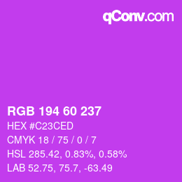 颜色代码: RGB 194 60 237 | qconv.com
