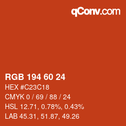 カラーコード: RGB 194 60 24 | qconv.com