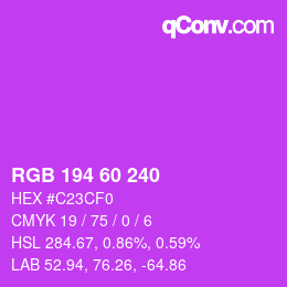 カラーコード: RGB 194 60 240 | qconv.com