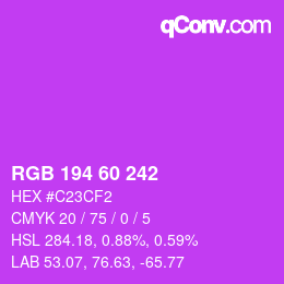 カラーコード: RGB 194 60 242 | qconv.com