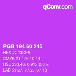 カラーコード: RGB 194 60 245 | qconv.com