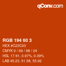 カラーコード: RGB 194 60 3 | qconv.com