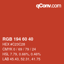 颜色代码: RGB 194 60 40 | qconv.com