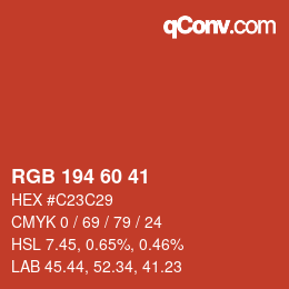 カラーコード: RGB 194 60 41 | qconv.com