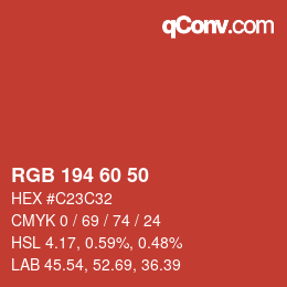 颜色代码: RGB 194 60 50 | qconv.com