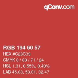 カラーコード: RGB 194 60 57 | qconv.com