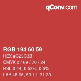 カラーコード: RGB 194 60 59 | qconv.com