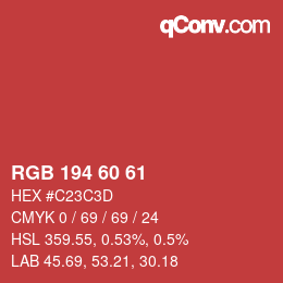 カラーコード: RGB 194 60 61 | qconv.com