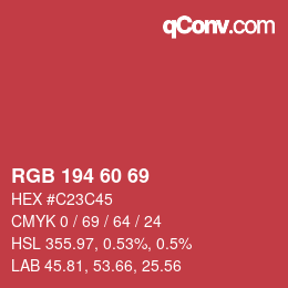 カラーコード: RGB 194 60 69 | qconv.com