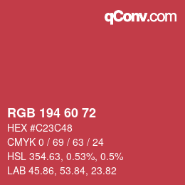 Color code: RGB 194 60 72 | qconv.com