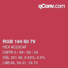 カラーコード: RGB 194 60 79 | qconv.com