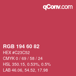 カラーコード: RGB 194 60 82 | qconv.com