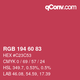 カラーコード: RGB 194 60 83 | qconv.com