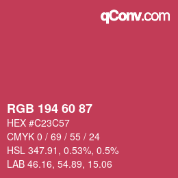 カラーコード: RGB 194 60 87 | qconv.com