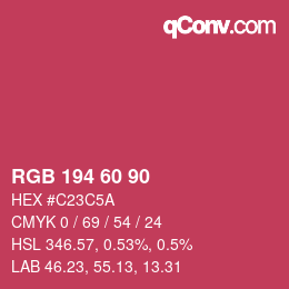 カラーコード: RGB 194 60 90 | qconv.com